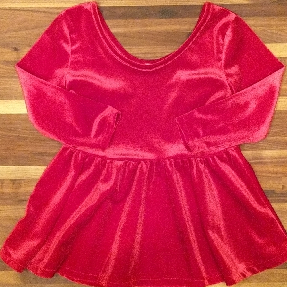 Girls Velvet Christmas Top